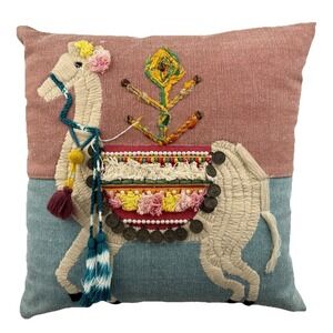 Eastern Escape World Traveler,‎ BOHO Embroidered Llama Pillow With Tassels.